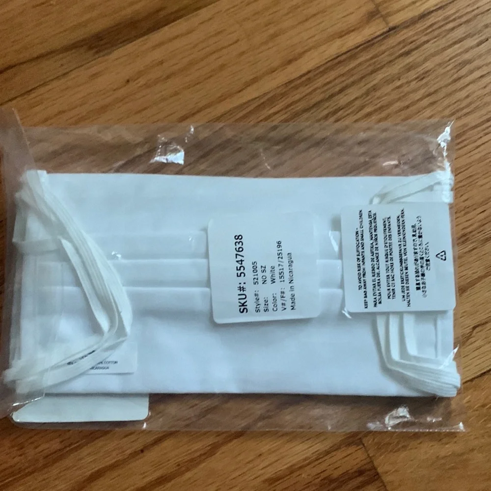 FREE WITH PURCHASE! 3-pack of white cloth face masks/ coverings